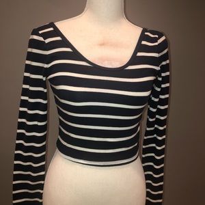 Striped long sleeve crop top